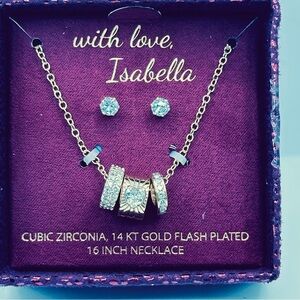 NWT 14K gold flash plated necklace and earring set